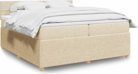 vidaXL Κρεβάτι Boxspring με Στρώμα Κρεμ 200x200 εκ. Υφασμάτινο