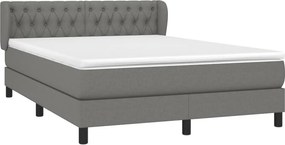 vidaXL Κρεβάτι Boxspring με Στρώμα Σκούρο Γκρι 140x200 εκ Υφασμάτινο