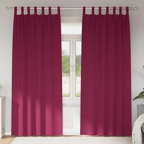 vidaXL Κουρτίνες Μαύρης Ύφανσης με Δαχτυλίδια 2 pcs Κόκκινο