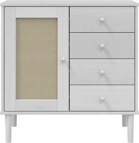 vidaXL Ντουλάπι SENJA Λευκό / Όψη Ρατάν 80x40x80 εκ. Μασίφ Ξύλο Πεύκου