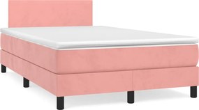 vidaXL Κρεβάτι Boxspring με Στρώμα Ροζ 120x190 εκ. Βελούδινο