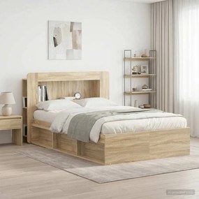 vidaXL Κρεβάτι με Κεφαλάρι Sonoma Δρυς Μηχανικά επεξεργασμένο ξύλο