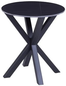 ΒΟΗΘΗΤΙΚΟ ΤΡΑΠΕΖΑΚΙ ΣΤΡΟΓΓΥΛΟ HM9473.04 BLACK MARBLE ΕΠΙΦΑΝΕΙΑ ΜΑΥΡΗ ΒΑΣΗ Φ50x55Yεκ.