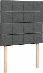 vidaXL Κρεβάτι Boxspring με Στρώμα Σκούρο Γκρι 90x200 εκ. Υφασμάτινο