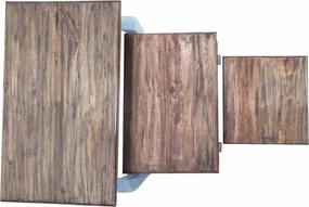 vidaXL Σετ Τραπεζάκια Ζιγκόν 3 τεμ. από Μασίφ Ξύλο Μαόνι