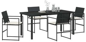 vidaXL Σέτ φαγητού για κήπο 5 pcs Μαύρο Πολυ ράταν
