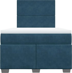 vidaXL Κρεβάτι Boxspring με Στρώμα Μπλε 120x200 εκ. Βελούδινο