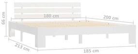 Πλαίσιο Κρεβατιού Λευκό 180 x 200 εκ. από Μασίφ Ξύλο Πεύκου - Λευκό