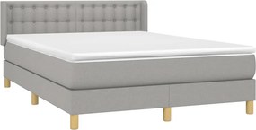 vidaXL Κρεβάτι Boxspring με Στρώμα Ανοιχτό Γκρι 140x190 εκ. Υφασμάτινο