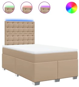 vidaXL Κρεβάτι Boxspring με Στρώμα Καπουτσίνο 120x190εκ.από Συνθ.Δέρμα