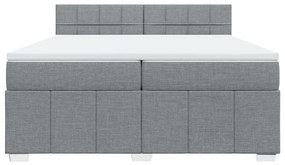 vidaXL Κρεβάτι Boxspring με Στρώμα Ανοιχτό Γκρι 200x200 εκ. Υφασμάτινο