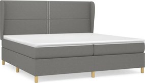 vidaXL Κρεβάτι Boxspring με Στρώμα Σκούρο Γκρι 200x200 εκ. Υφασμάτινο