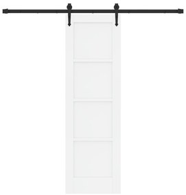 vidaXL Συρόμενη Πόρτα με Σετ Υλικών Λευκή 61x198.5 εκ. Στερεό Ξύλο Πεύκου