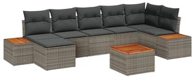 vidaXL Σετ Καναπέ Κήπου με μαξιλάρι 8 pcs Γκρι Πολυ ράταν