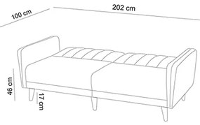 Καναπές 3θέσιος κρεβάτι PWF-0178 με ύφασμα κρεμ 202x80x85εκ - Ύφασμα - 071-000450