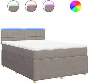 vidaXL Κρεβάτι Boxspring με Στρώμα Taupe 140x190 εκ. Υφασμάτινο