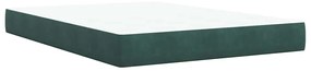 vidaXL Κρεβάτι Boxspring με Στρώμα Σκούρο Πράσινο 140x190εκ. Βελούδινο