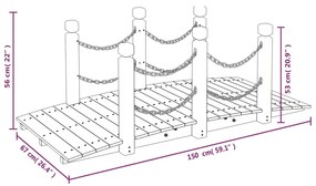 vidaXL Γέφυρα Κήπου με Αλυσίδες 150x67x56 εκ. Μασίφ Ξύλο Ερυθρελάτης