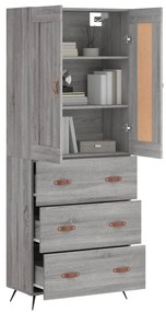 vidaXL Ντουλάπι Γκρι Sonoma 69,5 x 34 x 180 εκ. Επεξεργασμένο Ξύλο