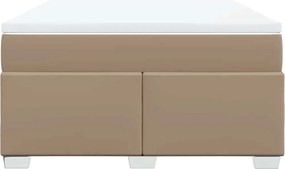 vidaXL Κρεβάτι Boxspring με Στρώμα Καπουτσίνο 140x190εκ.από Συνθ.Δέρμα