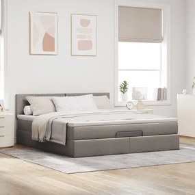 vidaXL Οθωμανικό κρεβάτι με στρώμα Taupe 180x200cm ύφασμα