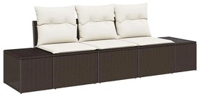 vidaXL Σετ Καναπέ Κήπου 3 pcs Καφέ Πολυ ράταν
