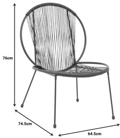 Καρέκλα κήπου Dapper μαύρο μέταλλο-pe μαύρο 64.5x74.5x76εκ