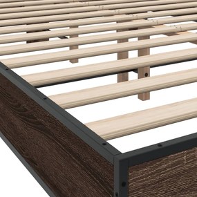 vidaXL Πλαίσιο Κρεβατιού Καφέ Δρυς 120x190 εκ. Επεξ. Ξύλο &amp; Μέταλλο