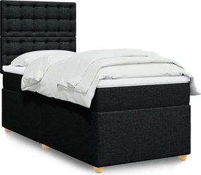 vidaXL Κρεβάτι Boxspring με Στρώμα Μαύρο 90x190 εκ.Υφασμάτινο