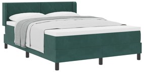 vidaXL Κρεβάτι με στρώμα Box Spring  Σκούρο Πράσινο 140x200 εκ Βελούδο