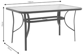 Τραπέζι Ensure ανθρακί μέταλλο-tempered γυαλί 140x80x70εκ 140x80x70 εκ.