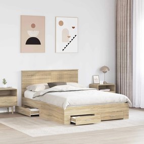 vidaXL Σκελετός Κρεβατιού Sonoma Δρυς 140 x 190 cm Επεξεργασμένο Ξύλο