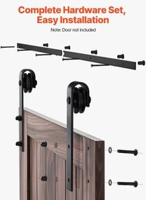 VEVOR 5FT Sliding Barn Door Hardware Kit for Single Sliding Barn Door Black