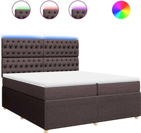 vidaXL Κρεβάτι Boxspring με Στρώμα Σκούρο Καφέ 200x200 εκ. Υφασμάτινο