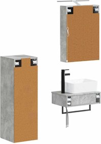 vidaXL Σετ Ντουλαπιών Μπάνιου 4 pcs Γκρι Σκυροδέματος