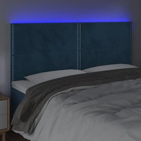 vidaXL Κεφαλάρι Κρεβατιού LED Σκούρο Μπλε 160x5x118/128 εκ. Βελούδινο