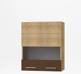 Alina Πάνω ντουλάπι με Τζάμι 60x30,5x71,8εκ Σονόμα-Μόκκα