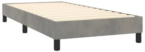 vidaXL Κρεβάτι Boxspring με Στρώμα &amp; LED Αν.Γκρι 90x190 εκ. Βελούδινο