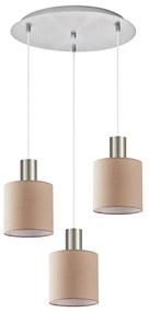 Φωτιστικό Οροφής SE21-NM-4-3NM-SH3 ADEPT TUBE Nickel Matt Pendant Brown Fabric Shade+ - 77-8432 - 51W - 100W - 77-8432