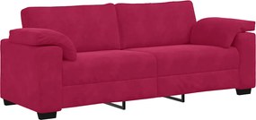 vidaXL Τριθέσιος Καναπές Κόκκινος Βελούδος 220x77x82 εκ.
