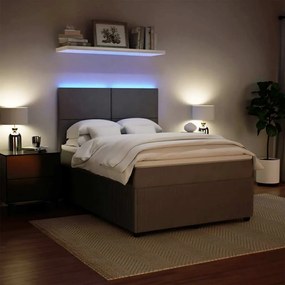 vidaXL Κρεβάτι Boxspring με Στρώμα Ανοιχτό Γκρι 140x200 εκ. Βελούδινο