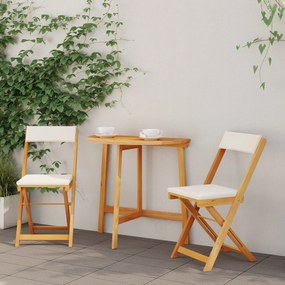 vidaXL 3 τεμαχίων Πτυσσόμενο Σετ Μπιστρό με Μαξιλάρια από Μασίφ Ξύλο Ακακίας