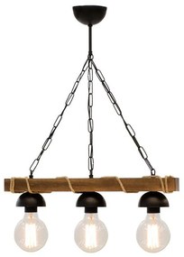 Ceiling light PWL-0107 Ε27 in walnut-black color 50x8,5x59,5cm 50x8.5x59.5 εκ.