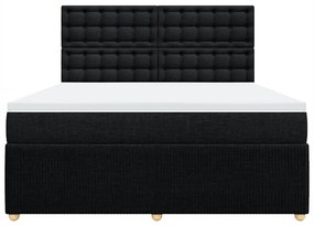 vidaXL Κρεβάτι Boxspring με Στρώμα Μαύρο 180x200 εκ. Υφασμάτινο