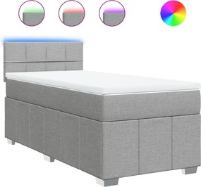 vidaXL Κρεβάτι Boxspring με Στρώμα Ανοιχτό Γκρι 80x200 εκ. Υφασμάτινο