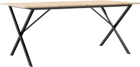 vidaXL Τραπέζι Τραπεζαρίας Πλαίσιο Χ Μασίφ Πεύκο/Ατσάλι