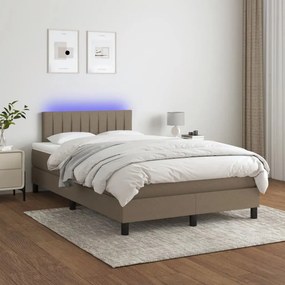 vidaXL Κρεβάτι Boxspring με Στρώμα &amp; LED Taupe 120x190 εκ. Υφασμάτινο