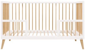 Βρεφικό Κρεβάτι Jort 70x140cm από μασίφ Οξιά White + Natural  ToiToiKids