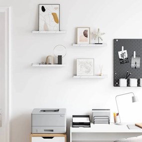 vidaXL Ράφι Τοίχου με ράφι Επιτοίχιο 4 pcs Λευκό Μάρμαρο 40 x 9 x 3 cm