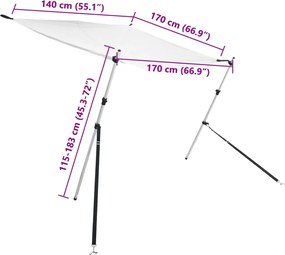 vidaXL Επέκταση Σκιάστρου Σχήμα Τ Λευκό 170x170x(115-183) εκ.